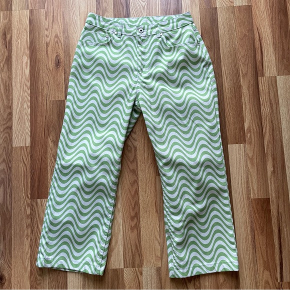 The Ragged Priest Wave Wide Leg High Rise Denim Jeans White & Lime Size 30, 6/8 - Picture 3 of 12